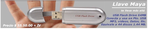 Unidad de Flash Memory Drive de 32Mb hasta  1Gb, para almacenamiento de datos a traves del Pto USB sn cables.